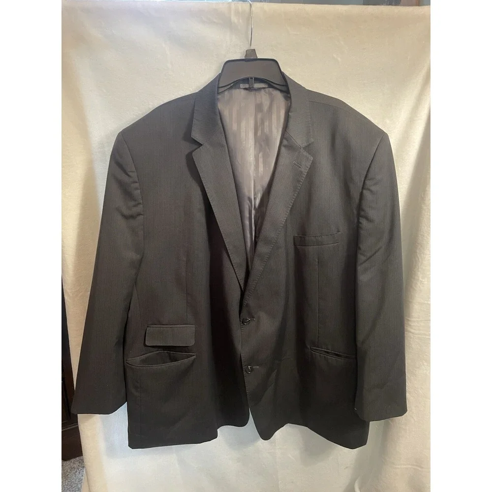Haines & Bonner of‎ London Mens 60R Gray Blue Pinstripe Wool Blend  Blazer